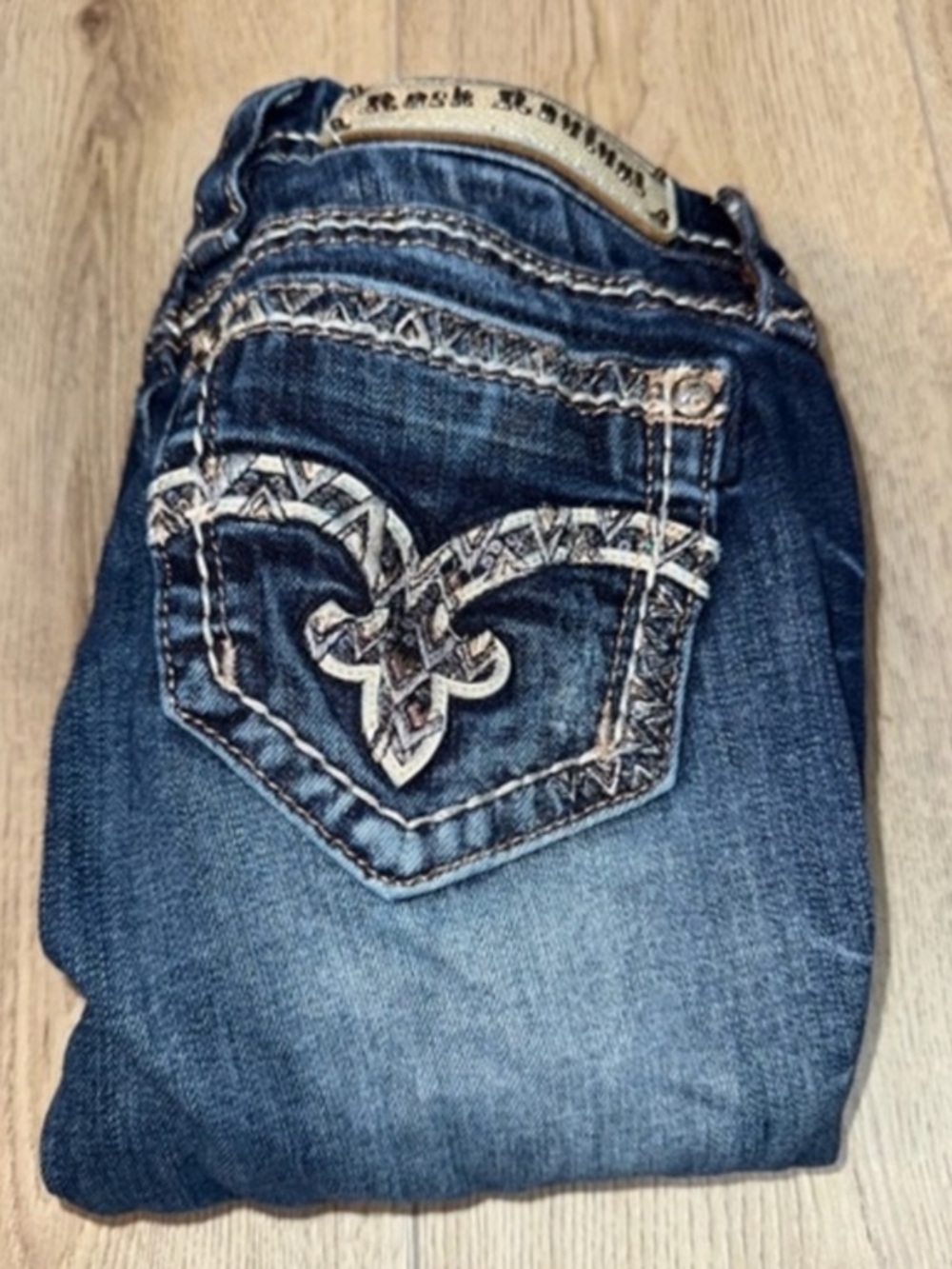 Rock revival July cuffed skinny blue jeans denim